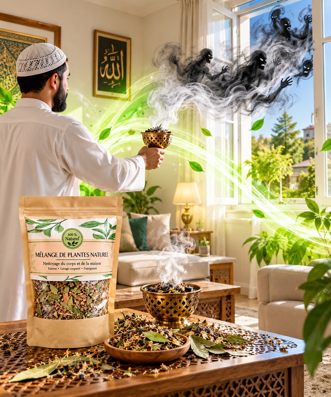 Mélange de plantes naturelles pour encens, lavage corporel et fumigation de la maison