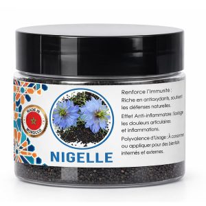Graines de Nigelle (Habba Sawda) du Maroc – 100 g Graines de nigelle 100 % naturelles, issues du Maroc. Connues pour leurs bienfaits sur la santé et leur utilisation traditionnelle en protection spirituelle. ✔️ Renforce l’immunité ✔️ Aide à la digestion ✔️ Soutient l’énergie et la vitalité ✔️ Utilisée en accompagnement de la roqya contre les maux occultes 📦 100 g – 🌱 Naturelle – Origine Maroc